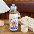 Capibara Thermos Bottle with Straw, Stainless Steel Insulated Kids Cup - Axyaa