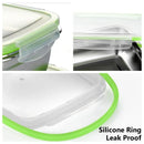 Axyaa Stainless Steel Square Food Storage Set of 3 Leadership Lunch Fridge Container