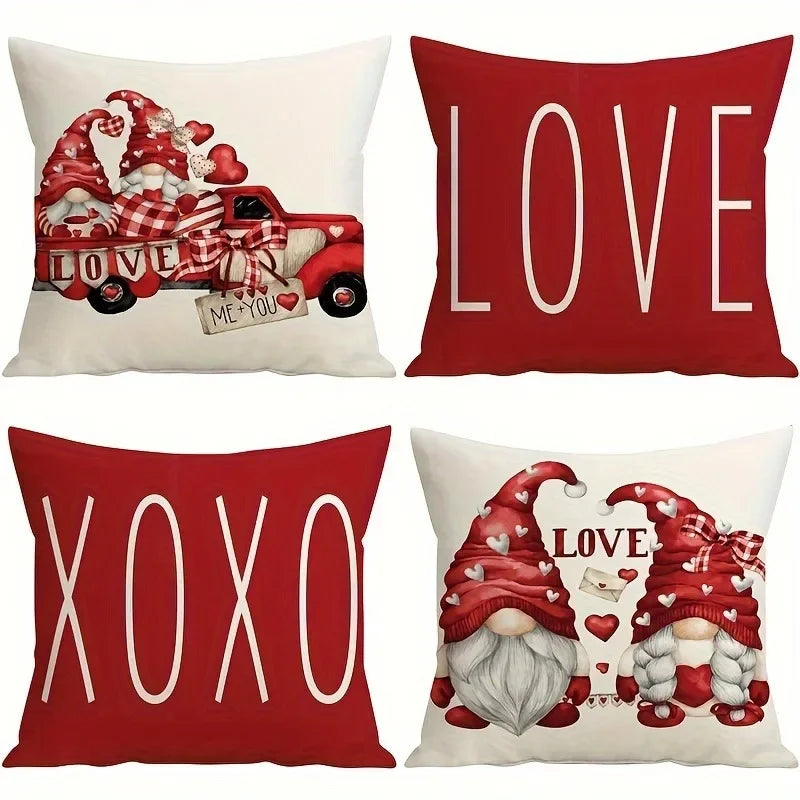 Axyaa Dwarf LOVE XOXO Valentine's Day Pillowcase for Home Room Sofa