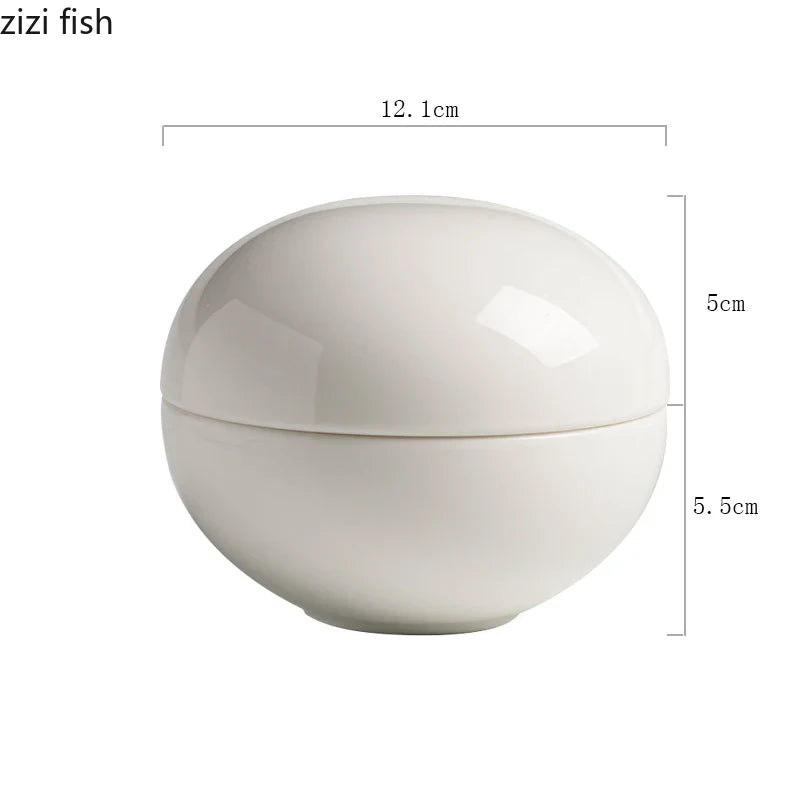 Axya Round Ceramic Soup Basin with Lid Snack Desserts Plate - 18 words