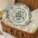 Axya Ceramic Dinner Plate with Hand-painted Rose Print - Vintage Western Steak Tableware