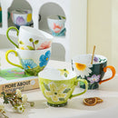 Axyaa Hand Painted Flower Ceramic Coffee Cup Large Capacity 480ml
