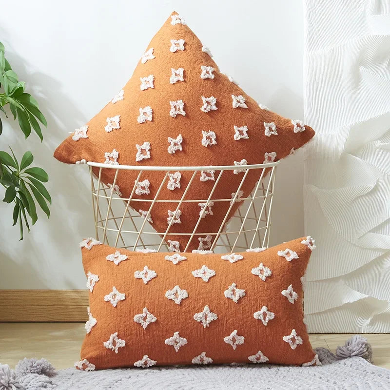 Axyaa Yellow Star Decor Cushion Cover - 45*45 Cotton Pillow Case Home Decor