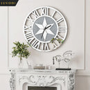 Axyaa Silver Glass Mirror Roman Numerals Crush Diamond Wall Clock, Battery Operated