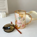 Axyaa Bunny Glass Cup with Lid and Straw: Kawaii Milk Beer Wine Drinking Glasses
