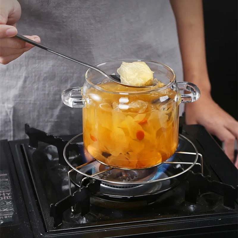 Axya Glass Stew Pot with Transparent Cover and Soup Bowl, Home Kitchen Supplies