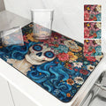 Axyaa Skull Desk Drying Mat: Heat Resistant Non-slip Kitchen Counter Pad