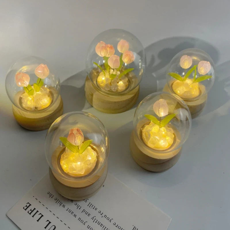 Axyaa Tulip Night Light DIY Kit: Romantic LED Flower Ambient Light Material Package