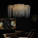 Axyaa Black Steel LED Pendant Lights with Silver Tassel Design