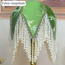 Axyaa Tassel French Floor Lamp Retro Green Patterned Fabric Lampshade Princess Bedroom