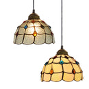 Axyaa Stained Glass Pteris Pendant Lamp Chandelier for Dining Room & Bedroom