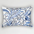 Bohemian Blue Flower Pillowcase with Vintage Ink Plant Leaf Design, by Axyaa