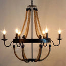 Axyaa Hemp Rope Ceiling Chandelier: Vintage Loft Pendant Lamp for Dining Room, Cafe, Living Room