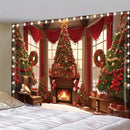 Christmas Day Party Background Cloth Tree Wall Tapestry for Home & Outdoor Photography by Axyaa