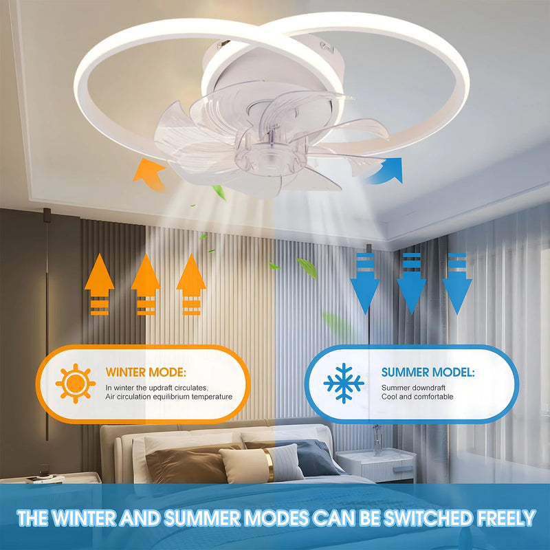 Axyaa Round Acrylic Ceiling Fan LED Light: Multifunctional Dimming & Silent Wind Speed