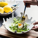 Axyaa White Ceramic Plate Set for Dining and Kitchen, Irregular Design, Durable Structure