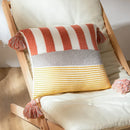 Axyaa Blue Pink Tassles Knit Pillow Cover 45x45cm Stripe Soft Living Bedroom