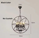 Axyaa Iron Chandelier with Crystals: Retro Loft Globe Lighting for Dining Room & Clothing Store