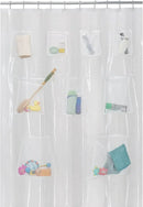 Axyaa Shower Curtain Liner with 9 Storage Pockets Water Resistant Bath Organizer