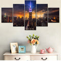 Axyaa Empire State Building Landscape Canvas Wall Art Set