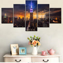 Axyaa Empire State Building Landscape Canvas Wall Art Set