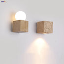 Axyaa White Glass LED Wall Sconce Yellow Travertine Stair Light - Japan Style