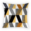 Axyaa Geometric Yellow Print Polyester Cushion Cover - 45x45cm