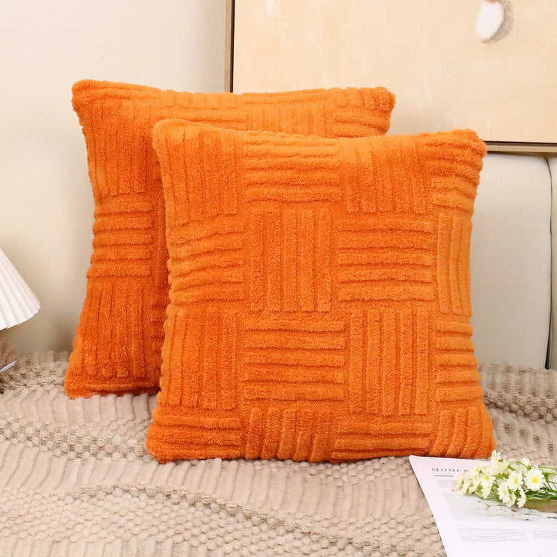 Axyaa Snowflake Velvet White Pillowcase for Sofa, Plush Living Room Cushion Cover