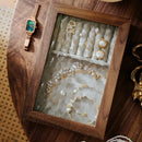 Axya Glass Dust Clamshell Jewelry Set in Solid Wood Storage Box