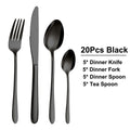 Axyaa 32-Piece Black Stainless Steel Cutlery Set, Elegant Dinnerware Kit