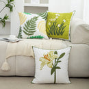 Axyaa Green Flower Embroidered Pillowcase Set of 2 Home Decor Cotton Cushion Cover