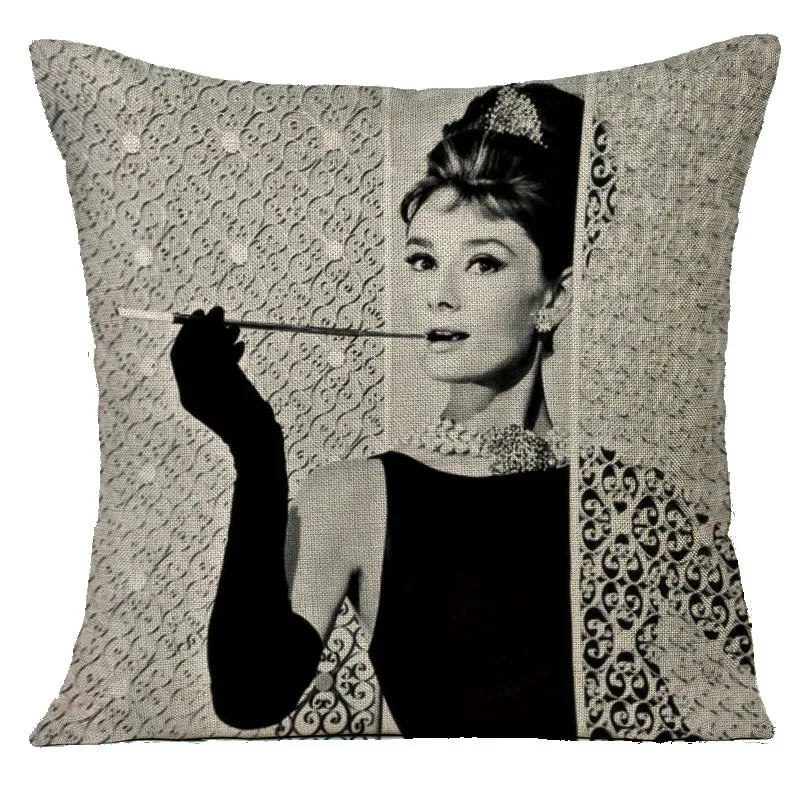 Audrey Hepburn Plush Cushion Cover by Axyaa - Home Decor Sofa Pillow Cover