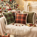 Axyaa Christmas Plush Pillowcase: Winter Plaid Edge, Imitation Rabbit Hair, Sofa Cushion Cover.