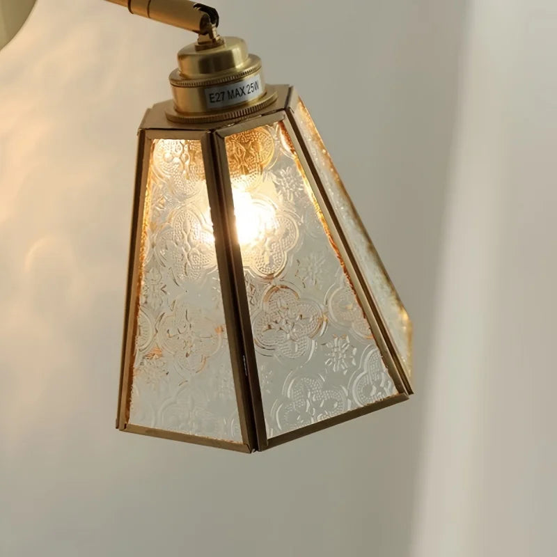 Axyaa Clear Glass LED Wall Lamp Gold Brass Finish Japan Style Home Décor