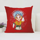Axyaa Beijing Opera Face Changing Pillow Case 45x45cm for Sofa & Car Decoration