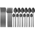 Gold Stainless Steel Cutlery Set by Axyaa - 24Pcs Western Tableware Flatware