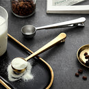 Axyaa Stainless Steel Coffee Scoop with Clip, Multifunctional Mixing Spoon & Sealing Tongs