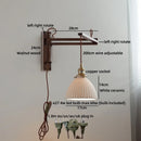 Axyaa Walnut Wood LED Wall Lamp with Switch, Ceramic Japan Style, Interior Living Room Light