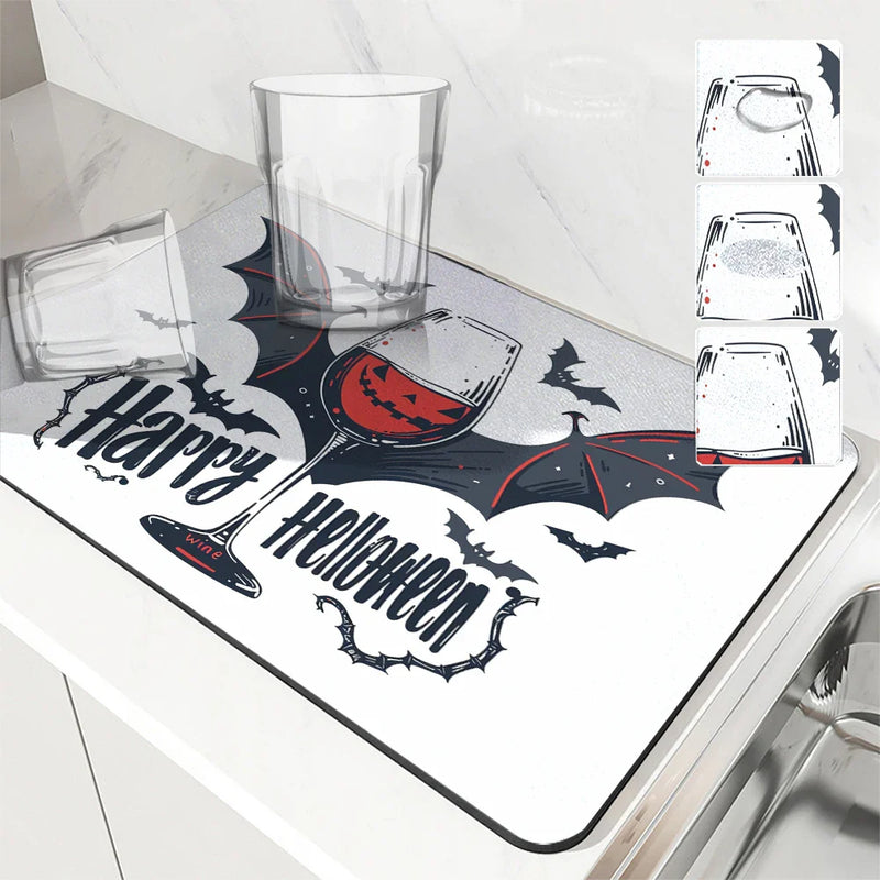 Axyaa Halloween Absorbent Draining Mat for Kitchen and Bathroom