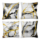 Axyaa Gold Marbled Abstract Pillow Covers for Sofa, Bedroom & Car