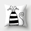 Axyaa Black & White Cat Pattern Cushion Cover for Living Room, Bedroom & Sofa