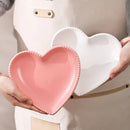 Axyaa Ceramic Love Plate Set - Snack, Jewelry, Cake, Fruit, Peach Heart