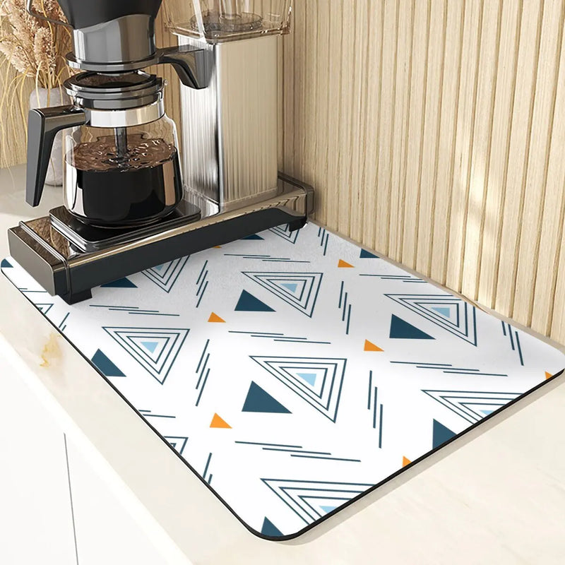 Axyaa Polygon Pattern Cup Mat Set - Absorbent Diatomaceous Earth Coasters