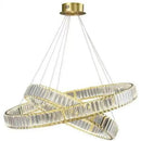 Axyaa Gold Steel Crystal Chandelier Remote Control Dimmable Pendant Lights