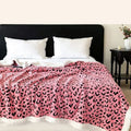 Axyaa Leopard Print Flannel Nap Blanket, Warm for Autumn/Winter