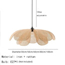 Axyaa Woven Petal Pendant Lights: Zen Tea Room Rattan LED Chandelier