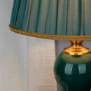 Axyaa Chinese Green Ceramic Table Lamp with European Cloth Shade