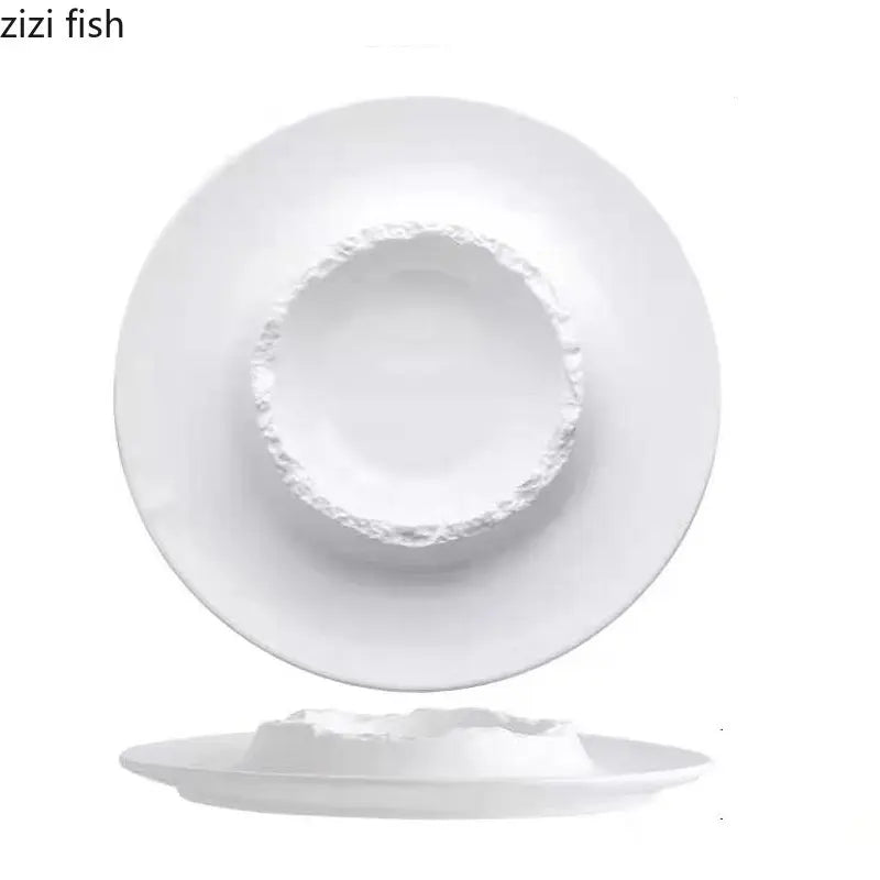 Axya Irregular Ceramic Dinner Plate Soup Pasta Snack Dessert Solid Color Tableware