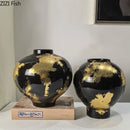 Axyaa Gold Foil Ceramic Vase for Flower Arrangement and Room Decor