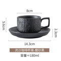 Axyaa Matte Stone Grain Ceramic Coffee Cup Set with Exquisite Camellia Design